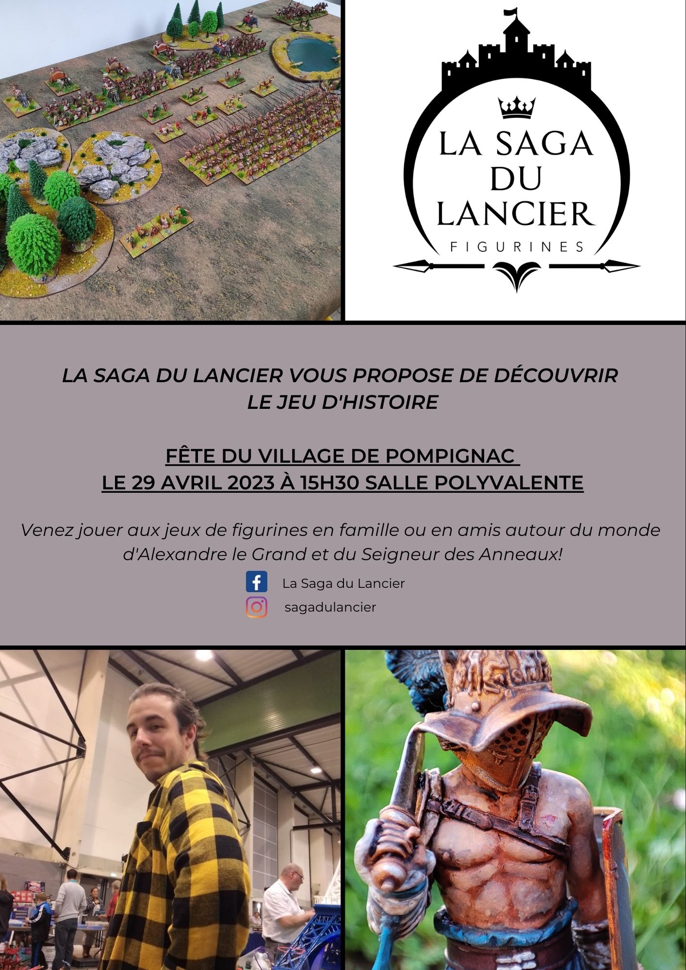 Affiche Flyer La saga du lancier fête du Village Pompignac