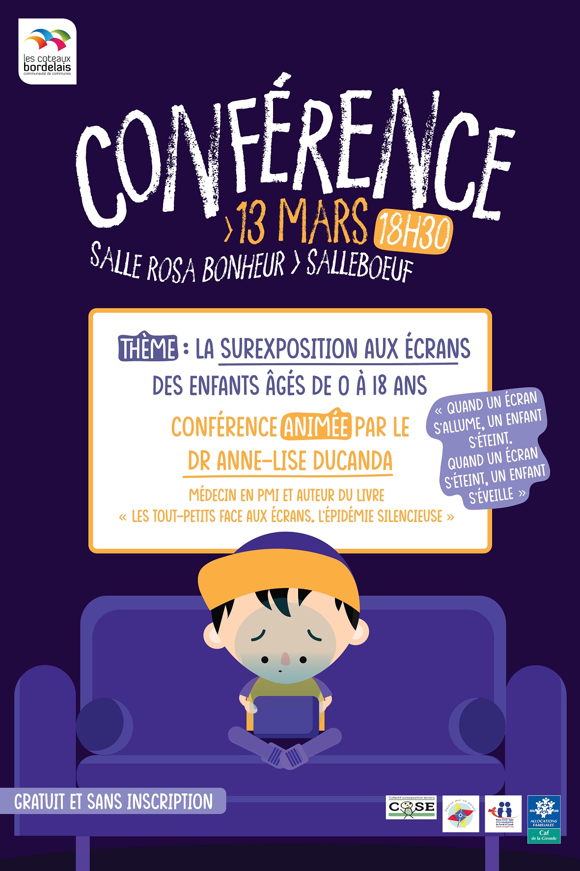 Affiche conférence écrans 13 03 2024