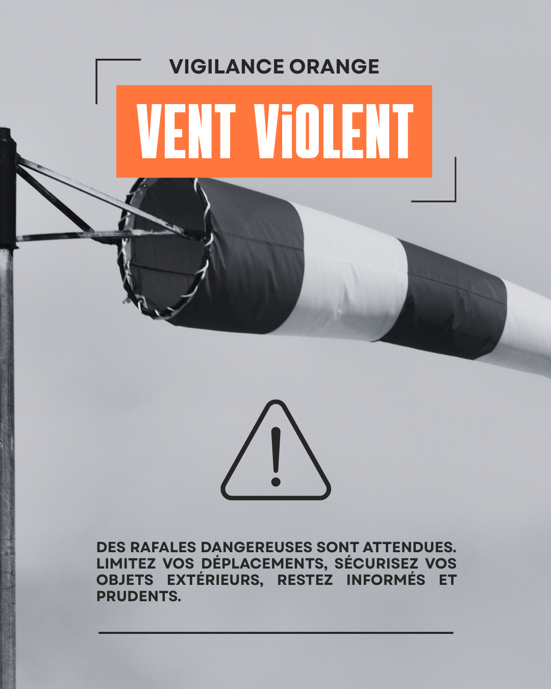 Prévention Alerte Vent violent Orange