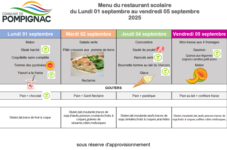menu restaurant scolaire S36