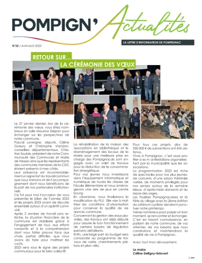 Le POMPIGN'Actualités n°22 du printemps est en ligne - LA LETTRE D'INFORMATION