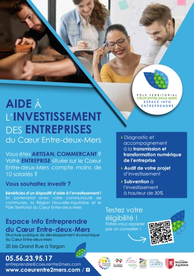 PTCE2M - Nouveaux dispositif d’aide à l’investissement des entreprises du Cœur Entre-deux-Mers