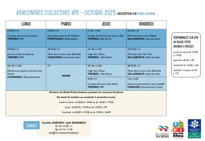 JEUNESSE - Planning du RPE d'octobre